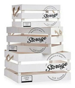 Uppsättning med Dekorativa Lådor Storage Vit Trä (3 Delar)