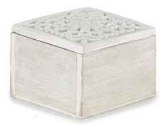 Dekorationslåda Vit Trä (11,5 x 8 x 11,5 cm)