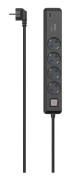 Hama - Effektband - USB-C / USB-A 65W, PD, switch - 250 V - 3680 Watt - utgångskontakter: 4 - 1.4 m sladd - grå, svart