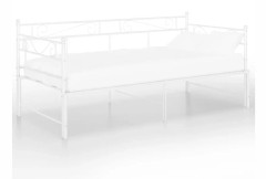 Utdragbar sängram bäddsoffa vit metall 90x200 cm