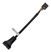 USB 2.0 9Pin Motherboard Female to USB 3.0 19Pin Housing Male Adapter Cable, Length: 15cm(Black)