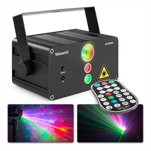 Laser Athena BeamZ Athena batteri disco laser med 2 gobo lasrar och multicolor LED