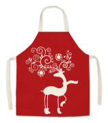 Christmas Linen Printed Apron Christmas Gift Adult Children Parent-Child Overalls, Size: 45x56cm(Scarf Deer)