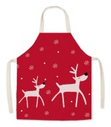 Christmas Linen Printed Apron Christmas Gift Adult Children Parent-Child Overalls, Size: 45x56cm(Deer)