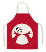 Christmas Linen Printed Apron Christmas Gift Adult Children Parent-Child Overalls, Size: 45x56cm(Love Deer)