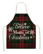 2 PCS Christmas Plaid Series Cotton And Linen Apron Household Cleaning Overalls, Specification: 68 x 55cm(WQ-001303)