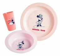 DISNEY 3-delad Minnie-konfettimatlåda: tallrik, skål och bägare - polypropen