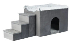 Trixie Harvey cave with steps, 119 × 47 × 50 cm, grey/white-black