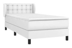 Resårmadrass med madrass Vit 90x190 cm Läder - SALUTUYA - BD5156