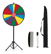COSTWAY Fortune Wheel of Fortune 76 CM på solid stativ med 14 platser, höjdjusterbar 140-170 CM, suddgummipenna och suddgummi ingår