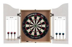 Skåp Dartskåp i trä + Sisalmål + 2 set med 18 GR pilar, raderbara resultattavlor med filt