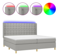 vidaXL Ramsäng med madrass & LED ljusgrå 200x200 cm tyg