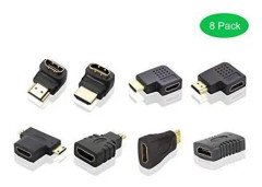 ADWITS HDMI Converter Adapter Kopplingssats, [8 delar] 270 180 90 Horisontell Horisontell Flat Typ HDMI Typ A till B till C till D, Svart