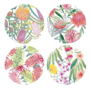 Glasunderlägg Native Blooms 4-p