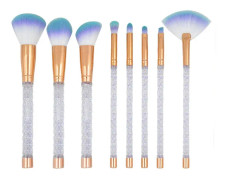 8 in 1 Honeycomb Handle Multi-functional Makeup Brush, White Handle and Blue Brush