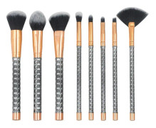 8 in 1 Honeycomb Handle Multi-functional Makeup Brush, Black Handle and Black Brush