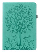 For Huawei MediaPad M5 lite Tree & Deer Pattern Pressed Printing Horizontal Flip PU Leather Case with Holder & Card Slots(Green)