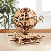 Wooden Mechanical Transmission Model Globe Office Ornaments Children Puzzle Assembly Toys(Gear Shift Globe)