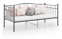 vidaXL Sängram bäddsoffa svart metall 90x200 cm