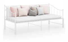 Utdragbar sängram bäddsoffa vit metall 90x200 cm