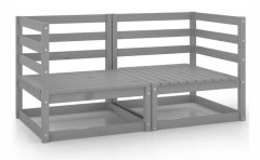 Hörnsektion till pallsoffa 2 st Grå massiv furu