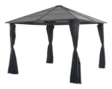 vidaXL Paviljong med draperi aluminium 3x3 m svart