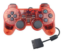 Dubbel Motor Vibration Transparent Game Handle för PS2 (Red)