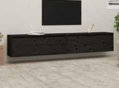 vidaXL Väggskåp 2 st svart 100x30x35 cm massiv furu