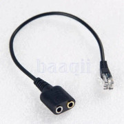 HT 25 Cm Dubbel 3.5 Mm Till Rj9 Jack Adapter Kabel Omvandlare PC Headset F�r Telefon KK74