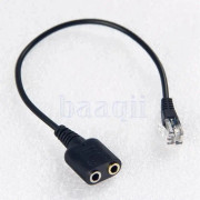 XY 25 Cm Dubbel 3.5 mm till Rj9 Jack Adapter Kabelomvandlare Pc Headset f�r telefon YY92