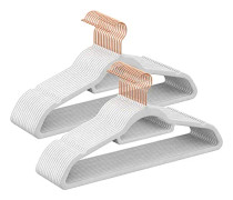 Songmics Velvet hängare, 30 kapphängare för kläder, 0,6 cm tjock, 43,5 cm lång, vit