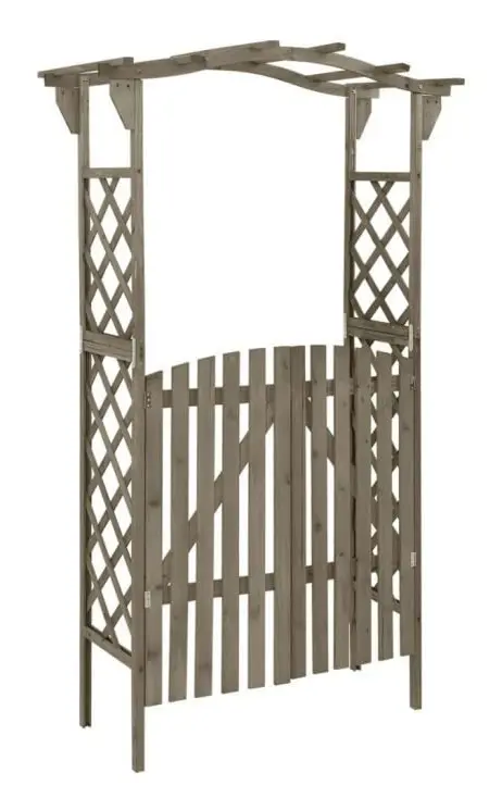 Pergola med grind 116x40x204 cm Grå massiv gran - SALUTUYA - BD18795