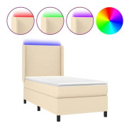 Klädd bas med madrass och LED Cream 90x200 cm Tyg - SALUTUYA - BD49903
