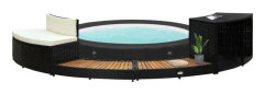 CD9116 Super Quality Spa Ram Spa Contour | Utomhus trädgård | Svart hartsflätning och akaciaträ
