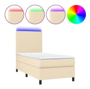 Klädd bas med madrass och LED Cream 90x200 cm Tyg - SALUTUYA - BD13638