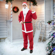 Jultomtekostym 5-delad röd/vit i polyester En storlek En storlek