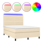 Klädd bas med madrass och LED Cream 140x200 cm Tyg - SALUTUYA - BD37965