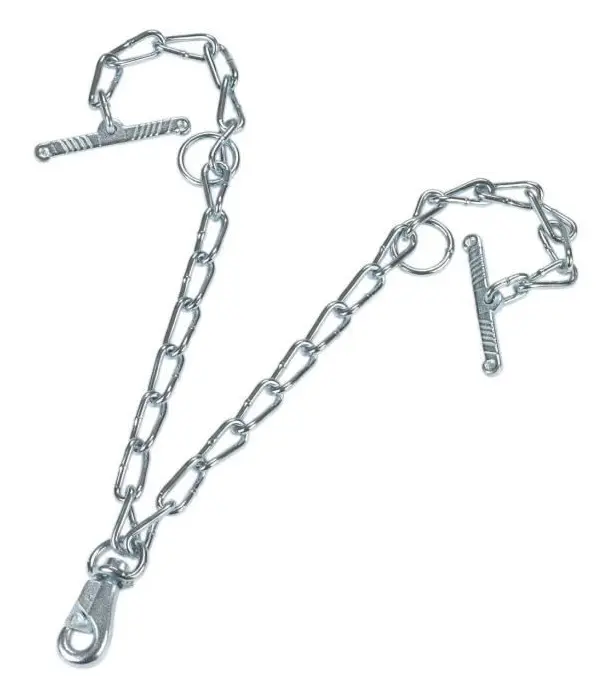 Dubbel fästkedja med Kerbl karbinhake - silver - 70 cm