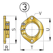 Vetus Monteringsfläns För Akterrör Bl Guld 45 mm
