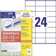 Universaletikett Avery Zweckform 3658 vit 64,6x33,8mm