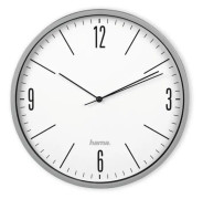 Hama Elegante, Vägg, Quartz clock, Rund, Grå, Vit, Plast, Glas