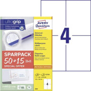 Avery-Zweckform 6601 105 x 148 mm Papper Vit 260 st Permanent Universaletiketter Laser 65 Papper DIN A4