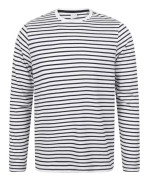 Skinni Fit randig långärmad t-shirt - vit/oxford marinblå - XL