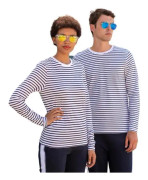 Skinni Fit randig långärmad t-shirt - vit/oxford marinblå - XL