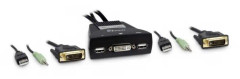 Inter-Tech KVM-LS-21DA DVI - Video/USB/ljud-kabel - 1.8 m - tumskruvar, 1080p stöd 60 Hz