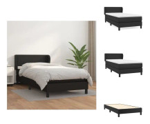 The Living Store Ramsäng med madrass svart 80x200 cm konstläder