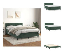 The Living Store Ramsäng med madrass mörkgrön 140x190 cm sammet