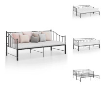 The Living Store Utdragbar sängram bäddsoffa svart metall 90x200 cm