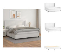 The Living Store Ramsäng med madrass vit 200x200 cm konstläder