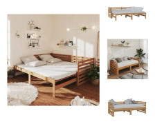 The Living Store Dagbädd utdragbar honungsbrun massiv furu 2x(90x200) cm